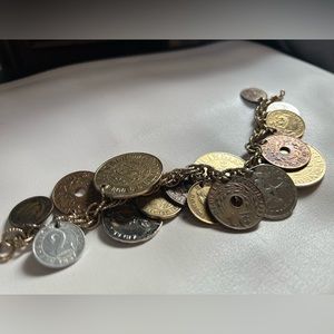 Coro charm bracelet with faux coins